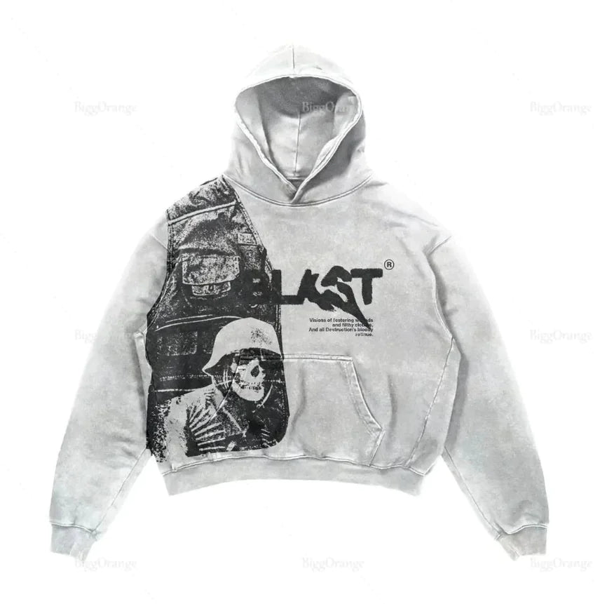 Men's Skull Print Hoodie - No Halo Co.