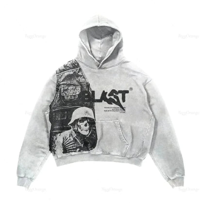 Men's Skull Print Hoodie - No Halo Co.