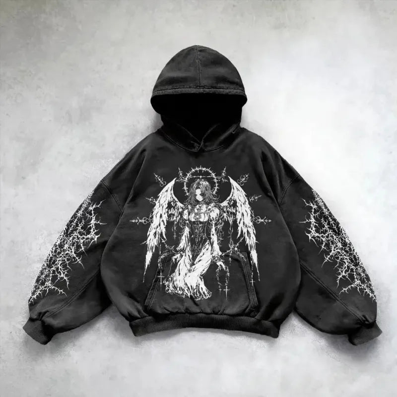 Hip Hop Y2K Printed Hoodie - No Halo Co.