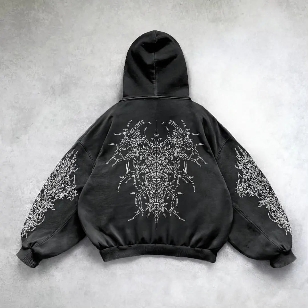 gothic print washable hoodie Man New - No Halo Co.