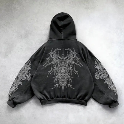 gothic print washable hoodie Man New - No Halo Co.