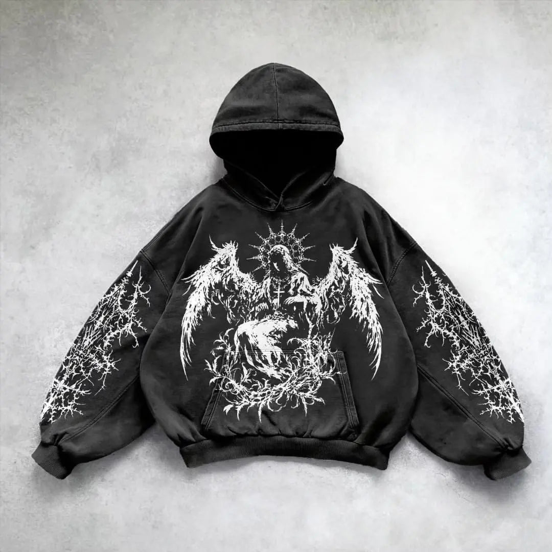 gothic print washable hoodie Man New - No Halo Co.