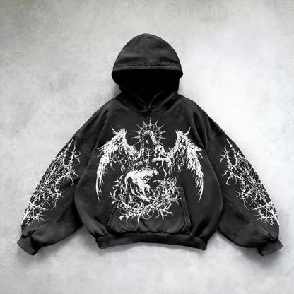 gothic print washable hoodie Man New - No Halo Co.