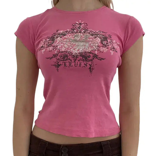 Women's Y2K Slim Fit Casual Short Sleeve T-Shirt