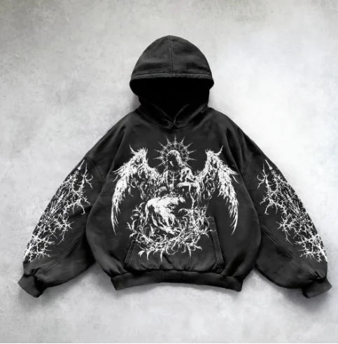 gothic print washable hoodie Man New - No Halo Co.