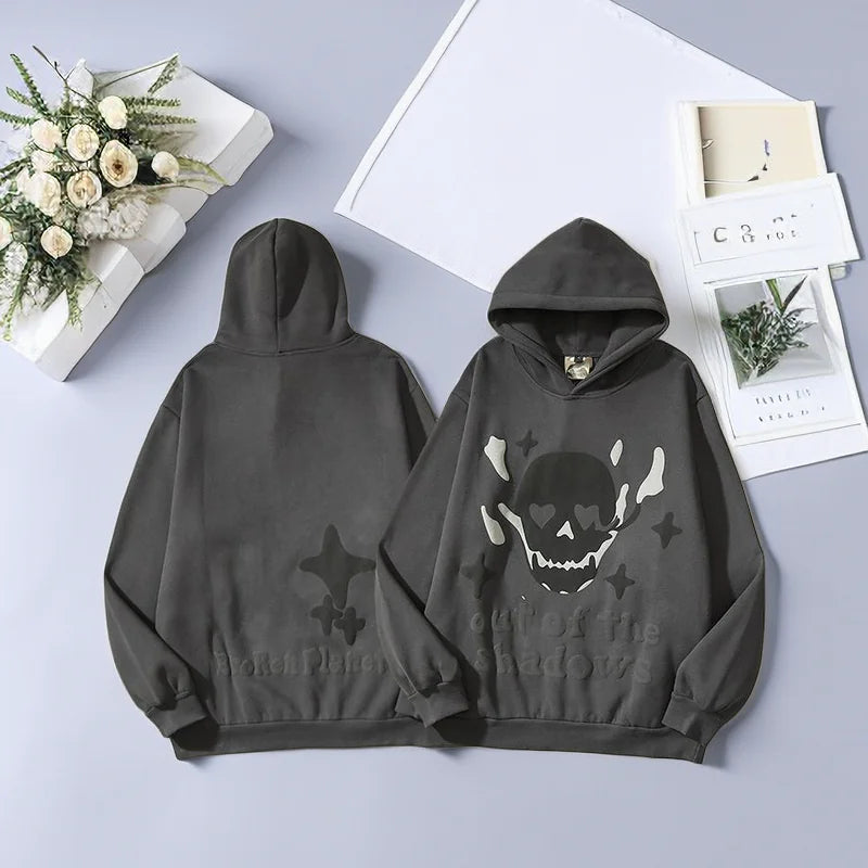 American Retro Flame Skull Star Hoodie for Men & Women - No Halo Co.