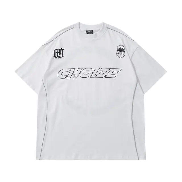Y2K Oversized Reflective Strip T-Shirt for Men - No Halo Co.
