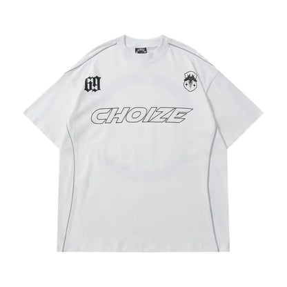 Y2K Oversized Reflective Strip T-Shirt for Men - No Halo Co.