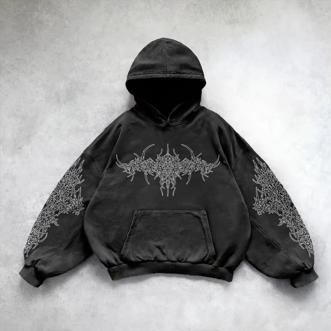 gothic print washable hoodie Man New - No Halo Co.