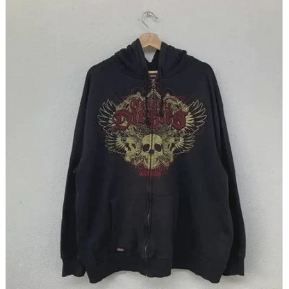 gothic print washable hoodie Man New - No Halo Co.