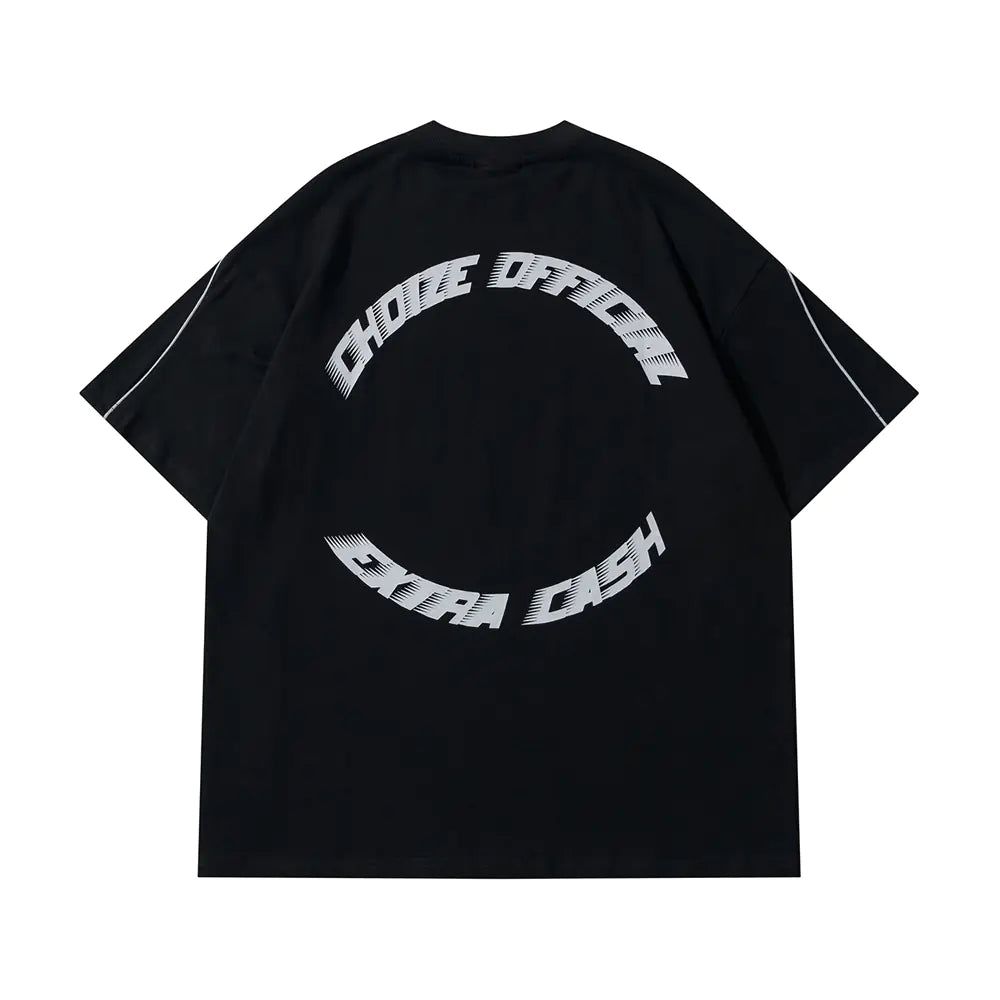 Y2K Oversized Reflective Strip T-Shirt for Men - No Halo Co.
