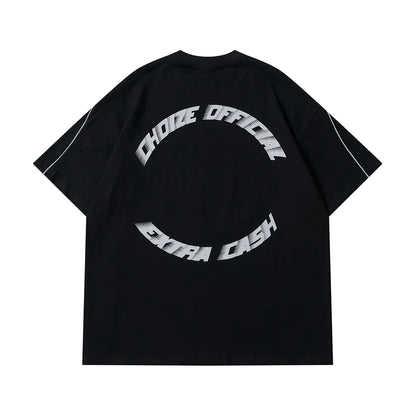 Y2K Oversized Reflective Strip T-Shirt for Men - No Halo Co.