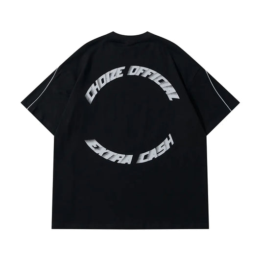 Y2K Oversized Reflective Strip T-Shirt for Men - No Halo Co.