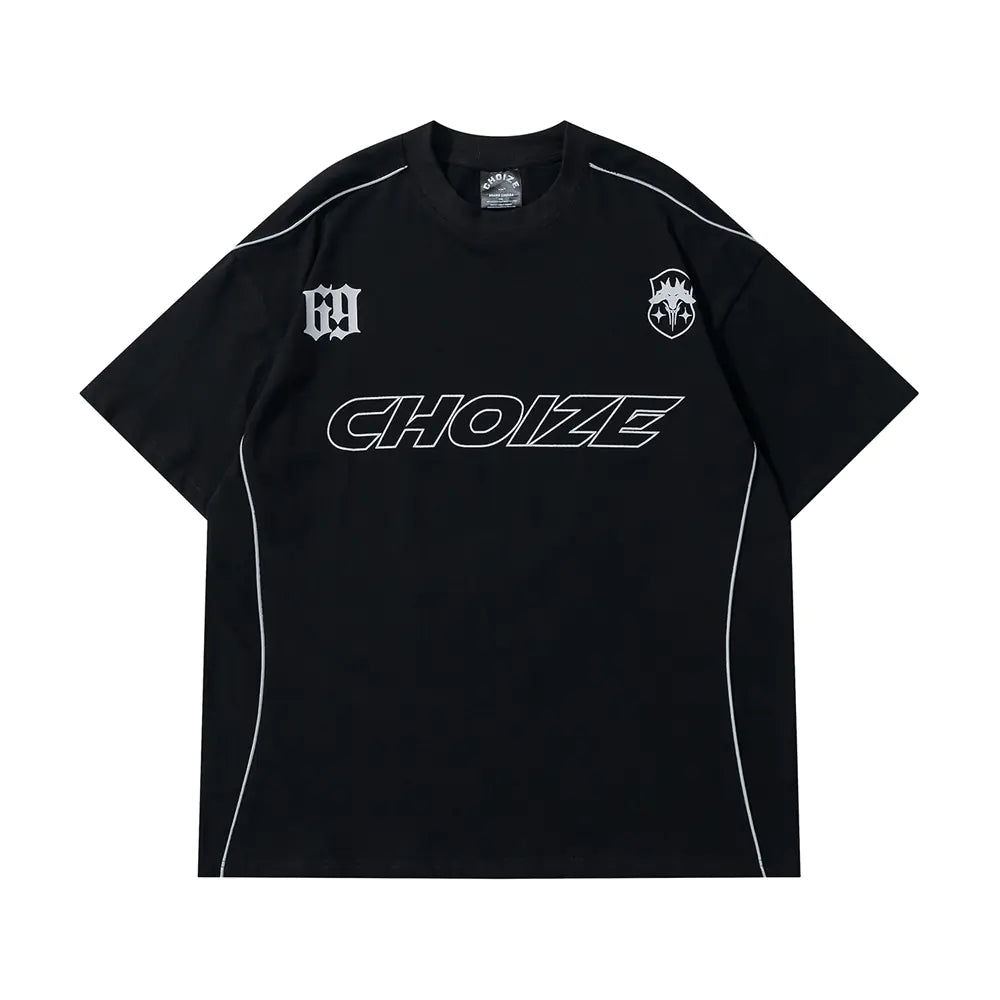 Y2K Oversized Reflective Strip T-Shirt for Men - No Halo Co.