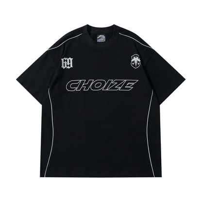 Y2K Oversized Reflective Strip T-Shirt for Men - No Halo Co.