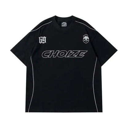 Y2K Oversized Reflective Strip T-Shirt for Men - No Halo Co.
