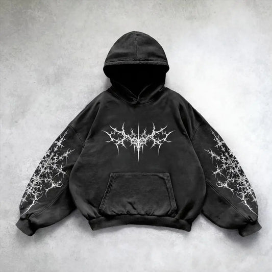 gothic print washable hoodie Man New - No Halo Co.