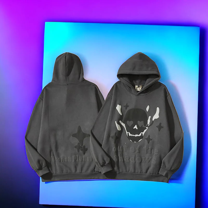 American Retro Flame Skull Star Hoodie for Men & Women - No Halo Co.