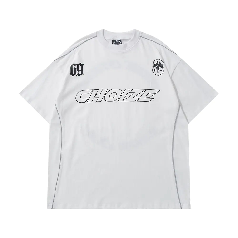 Y2K Oversized Reflective Strip T-Shirt for Men - No Halo Co.