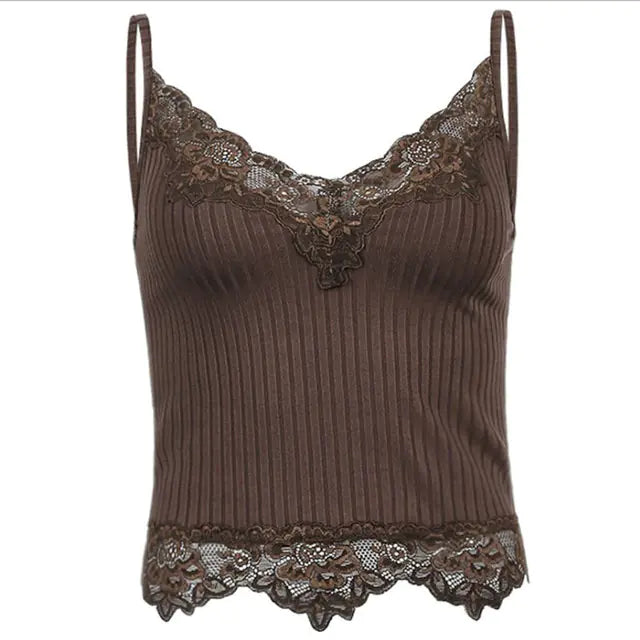 Lace Cut Y2K E-Girls Fairy Style Rib Knit Tank Top Project 01