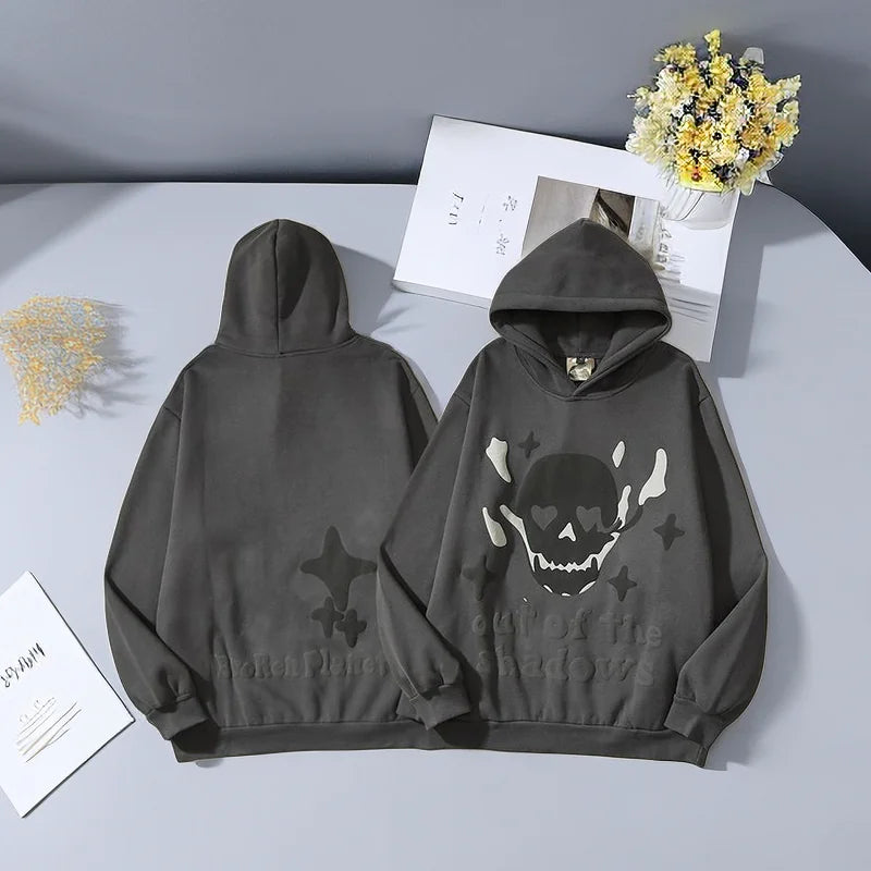 American Retro Flame Skull Star Hoodie for Men & Women - No Halo Co.